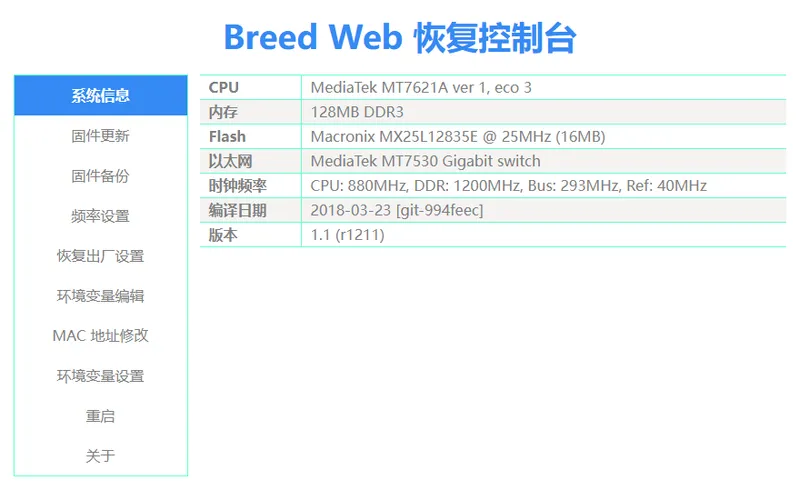 Breed Web恢复控制台